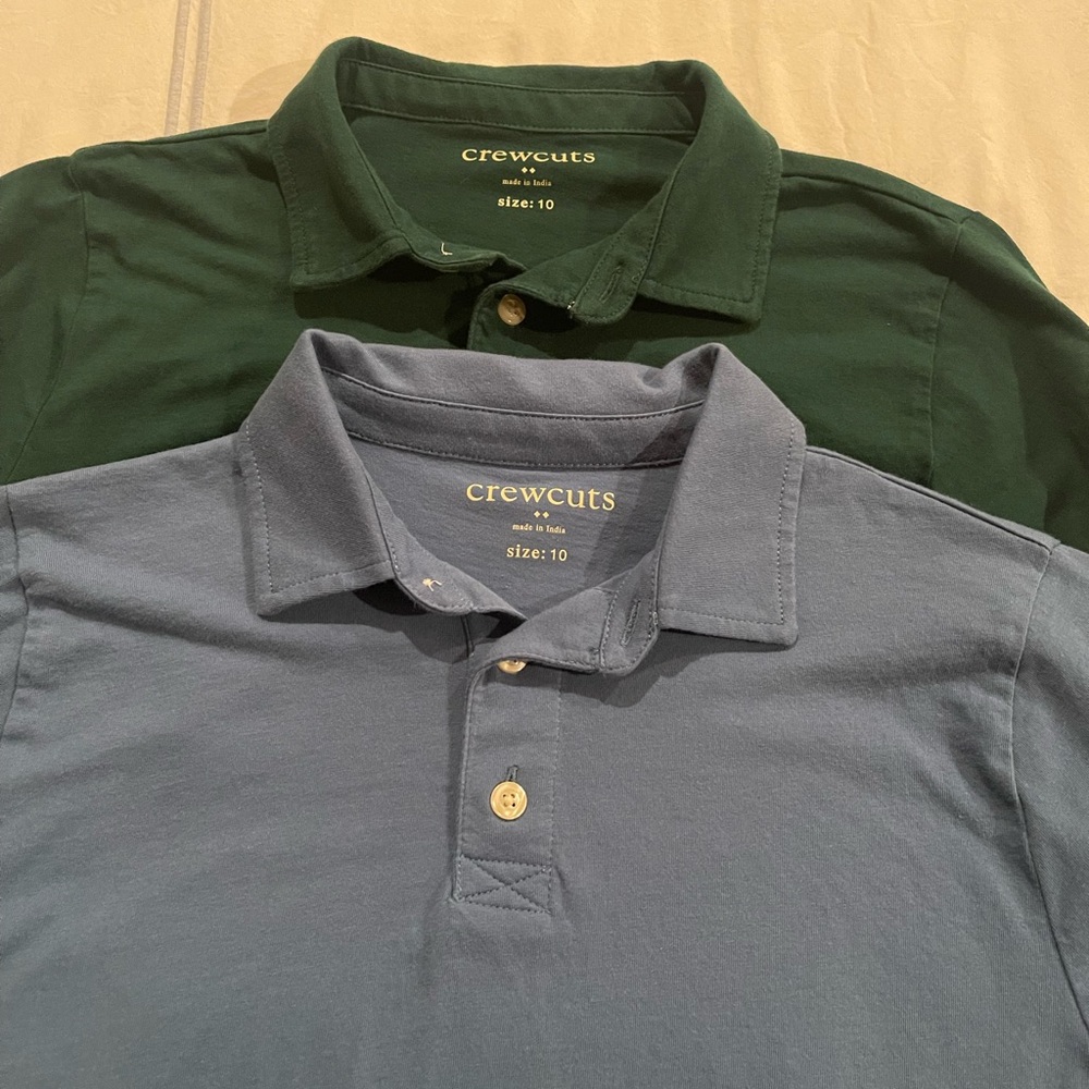 J Crew Crewcuts Boy’s long sleeve Polo Shirt Set - Green and Blue